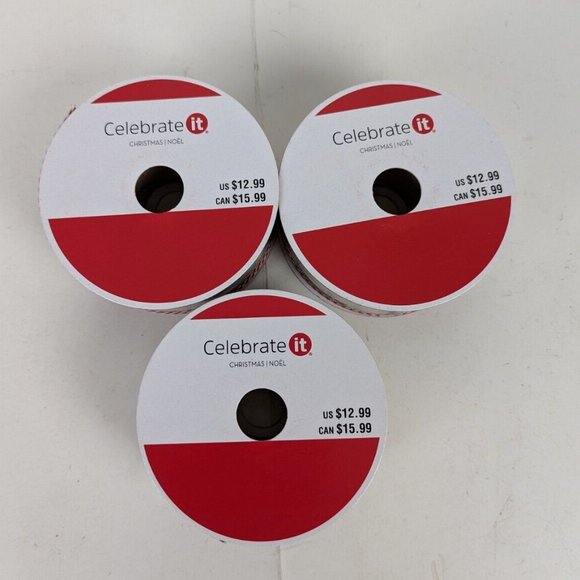 Santa Christmas Train Wired‎ Holiday Ribbon 1.5 In x 30 Ft Celebrate It Lot of 3 - Picture 2 of 4